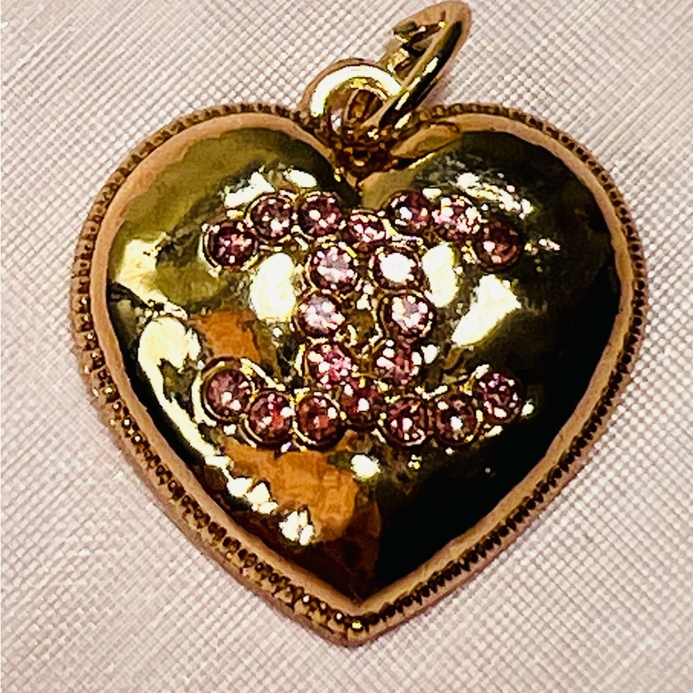 CHANEL Gold Puffy Heart Charm with Pink Accents - Picture 4 of 4